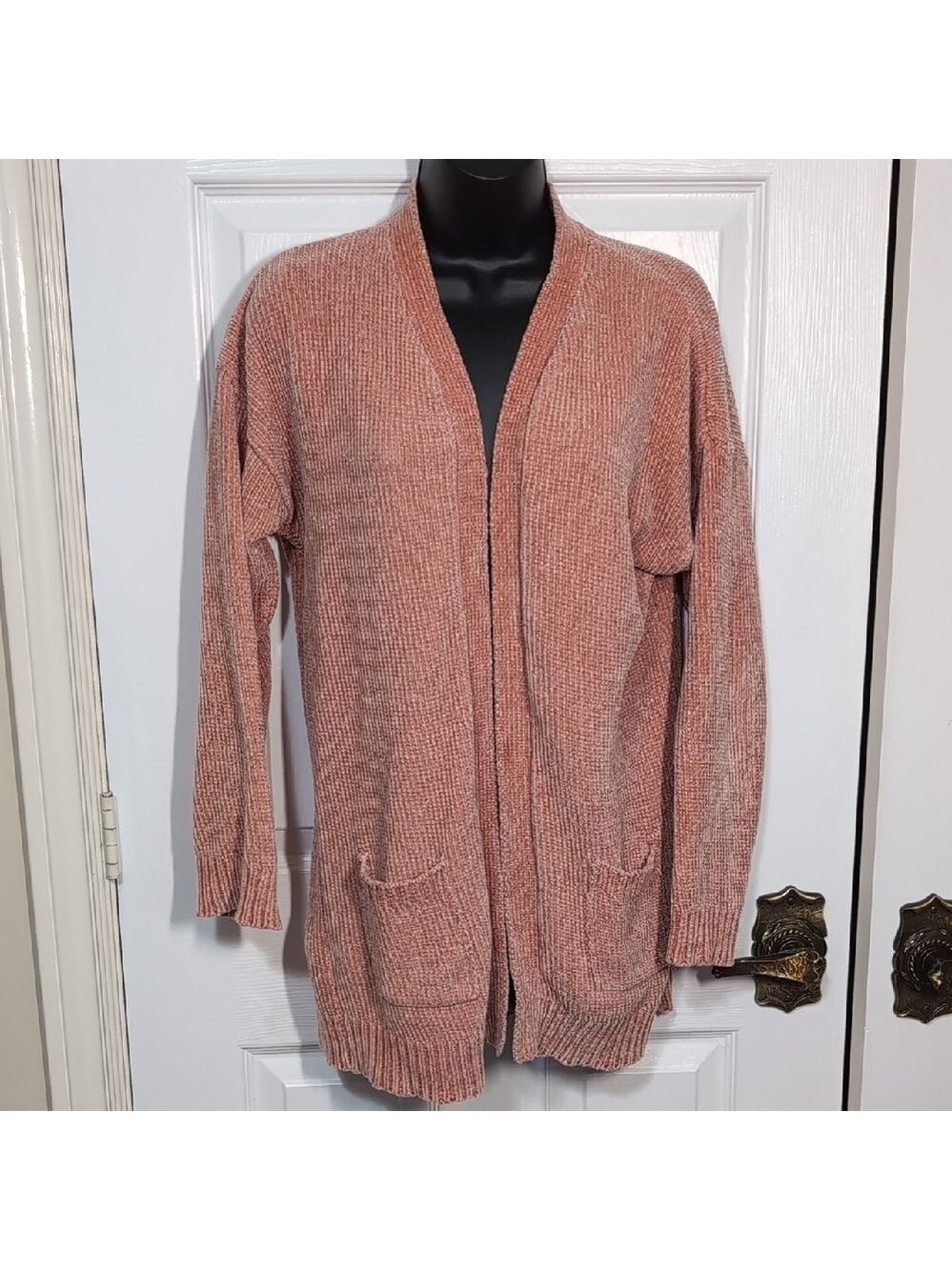 Vintage Bobbie Brooks Chenille Cardigan Peach Size Medium